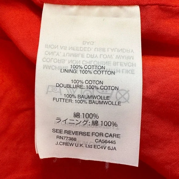 J.Crew Flutter Sleeve Eyelet Shift Dress Orange Red Women’s Size 2 - Picture 11 of 12